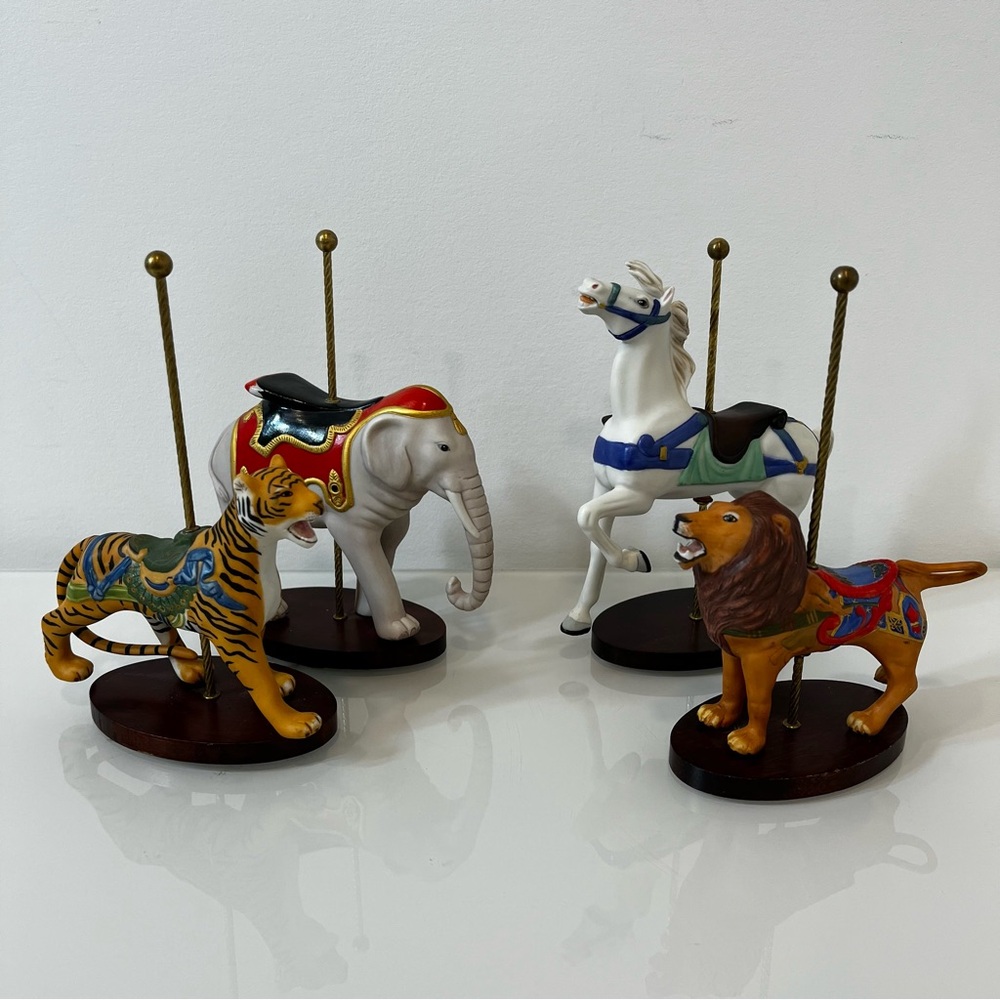 Franklin Mint 1988 Treasury of Carousel Animal Figurines (4) Excellent Condition